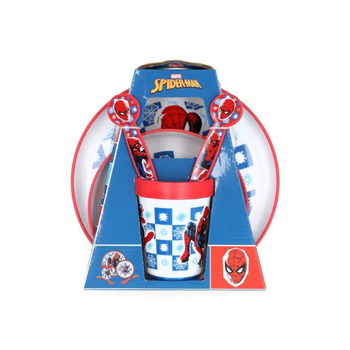 طقم أطباق طعام من 5 قطع بتصميم سبايدر مان وبألوان متعددة، سعة 260 مل لكل قطعة