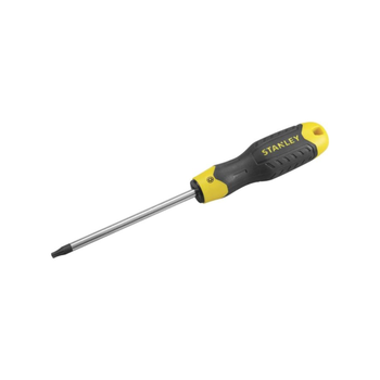 Stanley High Grade Chrome Vanadium Magnetic Tip Cushion Grip Screwdriver Black And Yellow T27 X 100Mm 1Piece