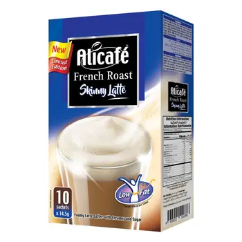 علي كافيه قهوه لاتيه سريعة التحضير تحميص فرنسي قليل الدسم عبوة متعددة 14.5 جرام 10x حبة