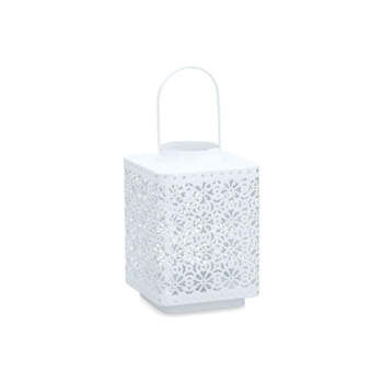سيليا فانوس شموع معدني مزخرف بتصميم أنيق وعصري باللون الأبيض 14.6 x 13 x 10.4 سم CL-1473 1قطعة