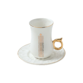 Bien Servi White-Gold Turkish Tea Set 6-Piece
