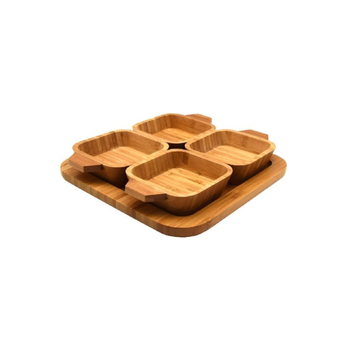 بين سيرفي مجموعة من 5 أوعية تقديم مربعة من الخيزران بلون بني، بأبعاد 3.2× 23× 23سم G17-X277SET 1قطعة