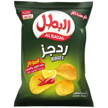 البطل شرائح البطاطس ردجز بنكهة الفلفل والليمون 155جرام