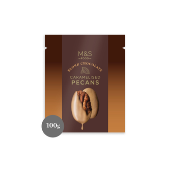 جوز البقان المكرمل المغطى بالشوكولاتة الأشقر