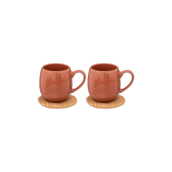 Jja Sa 2-Piece Alicante Coffee Cups With Saucer Set Terracotta And Brown 100Ml