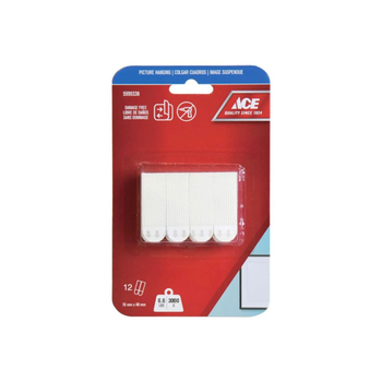 Ace 12-Piece Damage-Free Adhesive Picture Hanging Strips White 1.6 X 4.8Cm 1Piece