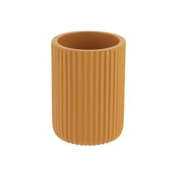 تندانس   كوب حمام بوليريسين بتصميم مخطط ومستدير باللون أصفر خردل 9.5 x 7 x 7 سم 61103199 1قطعة