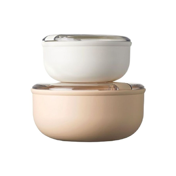 اومادا طقم صندوق غداء بلاستيكي متين مكون من قطعتين بيج وأبيض 1.75 لتر M6782CA2 1قطعة