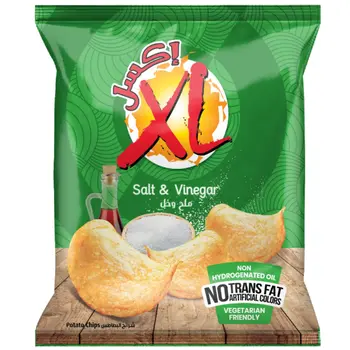 اكس ال رقائق بطاطس ملح و خل 100جرام