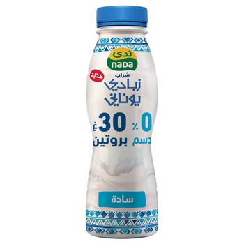 ندى شراب زبادي يوناني خالي الدسم سادة 330مل