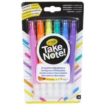 Crayola Take Note Erasable Highlighters, 6 Count 1Piece
