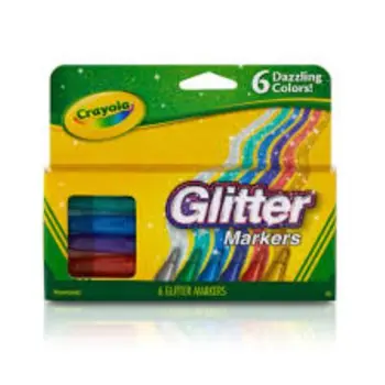 Crayola Glitter Markers 6Count Optimized Cgi Pdp Visuals Package Refresh 1Piece