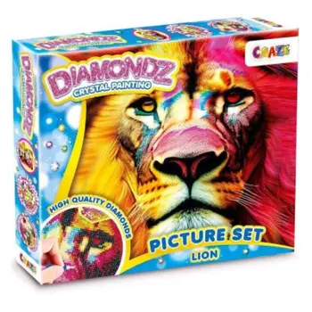 Craze Diamondz Lion Children'S Diamond Painting Set, Diy Diamond Painting Craft Set, Mosaic Making For Children With Accessories, 25 X 35 Cm 1Piece