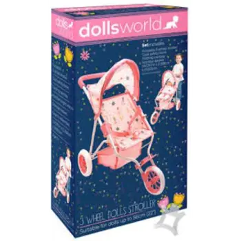 Dolls World 3-Wheel Stroller For 22″ Dolls Girls, 3-4 Years 1Piece