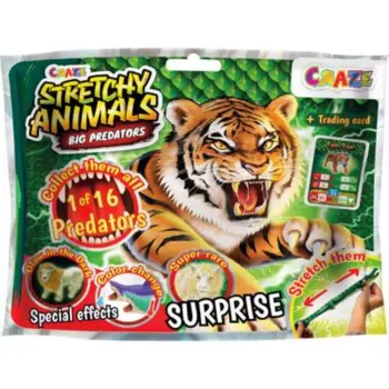 Craze Stretchy Animals Big Predators - Super Stretchy Animal Figures, Collecountable Predators With Elastic Skin And Special Filling 1Piece