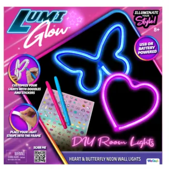 Lumi Glow Heart & Butterfly Neon Wall Lights Girls, 8-10 Years 1Piece