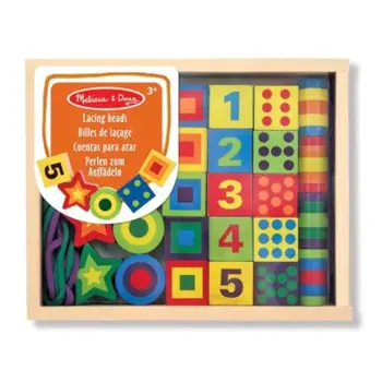 Melissa & Doug Deluxe Wooden Lacing Beads Educational Activity Set Unisex, 3-4 Years 1Piece