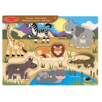 Melissa & Doug Safari Wooden Peg Puzzle Unisex, 3-4 Years 1Piece
