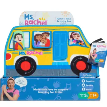 Ms. Rachel Official Tummy Time Activity Bus Folding Play Mat With Baby Mirror & Sensory Toys For Interactive Play Baby Learning Toys For Boys & Girls Ages 0-1+ 1Piece