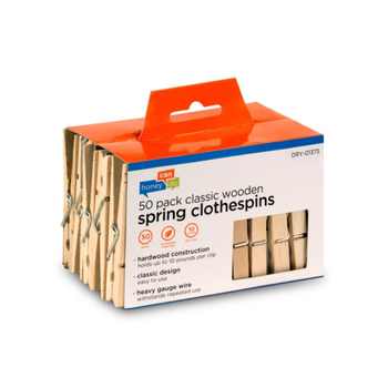 هوني كان دو مشابك غسيل خشبية كلاسيكية بنظام نابض بني وفضي 8.38×0.99×1.3 سم 50قطعة