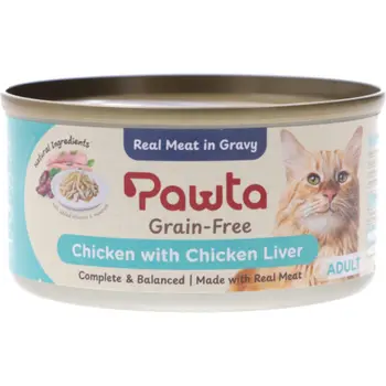 باوتا طعام رطب كامل ومتوازن معلبات مرق الدجاج مع شرائح كبدة الدجاج للقطط البالغة 70جرام