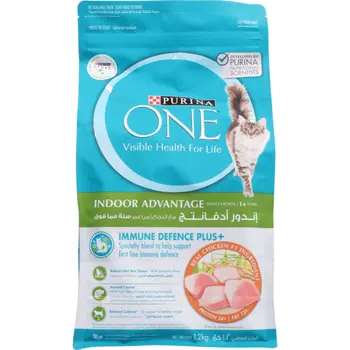 بورينا وان إندور ادفانتيج طعام القطط بنكهة الدجاج لعمر سنة فيما فوق 1.2كيلو