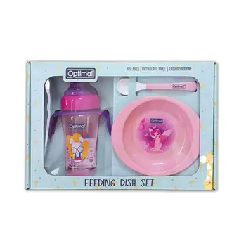 أوبتيمال 604 طقم أطباق طعام للأطفال وردي 3قطع