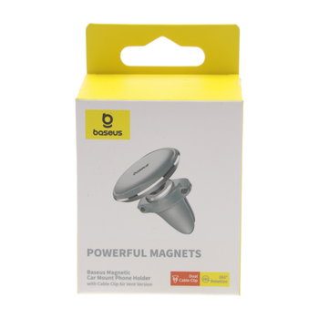 بيسوس حامل جوال مغناطيسي لفتحة التهوية مع مشبك كيبل أو إس إصدار فروست سيلفر 1قطعة