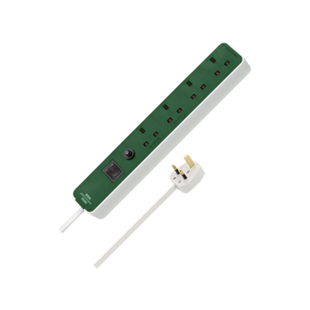 بريننشتول إيكولور شريط تمديد كهربائي بأربعة مخارج مع زر فيوز أمان، أبيض وأخضر3 أمتار  - 102003 1قطعة