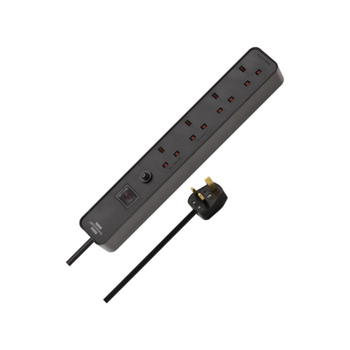 بريننشتول إيكولور شريط تمديد كهربائي بأربعة مخارج مع زر فيوز أمان، أسود 3 أمتار  - 102006 1قطعة