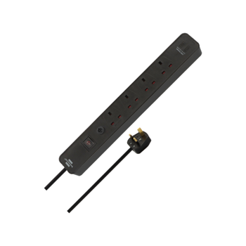 بريننشتول إيكولور شريط تمديد كهربائي بأربعة مخارج ومنفذي يو اس بي مع زر فيوز أمان، أسود 3 أمتار  - 102009 1قطعة