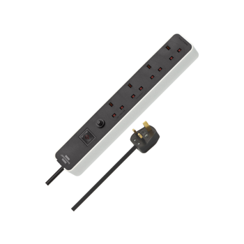 بريننشتول إيكولور شريط تمديد كهربائي بأربعة مخارج مع زر فيوز أمان، أبيض وأسود 5 أمتار  - 102015 1قطعة