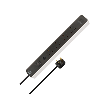بريننشتول إيكولور شريط تمديد كهربائي بأربعة مخارج ومنفذي يو اس بي مع زر فيوز أمان، أبيض وأسود 3 أمتار  - 102002 1قطعة