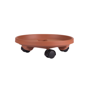 بلوم حامل نباتات دائري مع صينية وعجلاتة التيراكوتا مقاس 12 إنش  - 104594 1قطعة