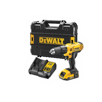 دي والت مثقاب كومبي لاسلكي بفرشاة 18 فولت مع بطارية وصندوق أدوات، أصفر وأسود 33 x 12 x 43 سم 1قطعة