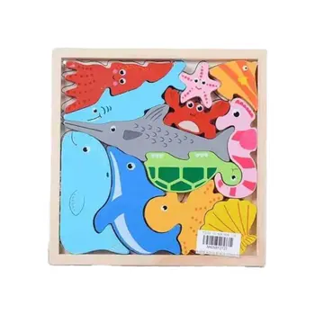 جينيراك مكعبات تعليمية الكائنات البحرية خشبية ثلاثية الأبعاد ألوان متعددة 5 x 1 x 20 سم 105631 1قطعة