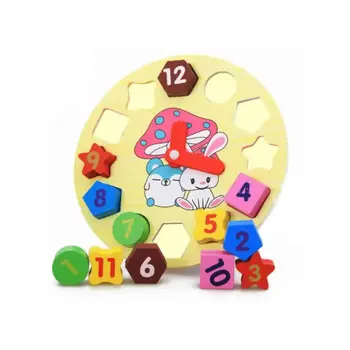 جينيراك ساعة تعليمية خشبية هندسية ألوان متعددة 2 x 8 x 8 سم 105633 1قطعة