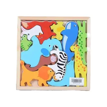 جينيراك مكعبات تعليمية خشبية حيوانات برية ثلاثية الأبعاد ألوان متعددة 7.8 x 2 x 18.5 سم 105629 1قطعة