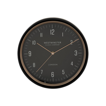 الغلاف الجوي سفين ساعة حائط دائرية أنالوج أسود ونحاسي 29 سم 1قطعة