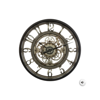 الغلاف الجوي ساركيس ساعة حائط دائرية ميكانيكية بتروس مكشوفة رمادي وأسود 50 سم 1قطعة