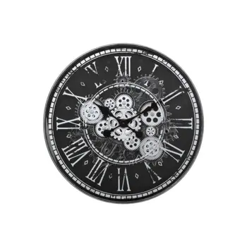 الغلاف الجوي إيزيا ساعة حائط دائرية ميكانيكية بتروس مكشوفة أسود وأبيض 51 سم 1قطعة