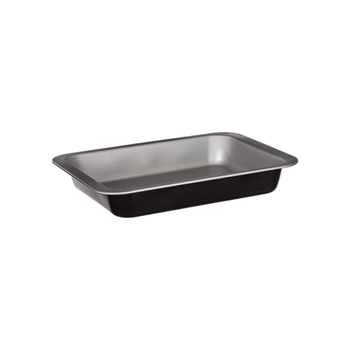 JJA SA Signature Rectangular Metal Baking Dish Black and Silver 28 x 22cm 1Piece