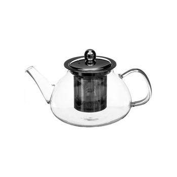 JJA SA Elegant Design Glass Infuser Teapot Clear and Silver 850 ml 1Piece