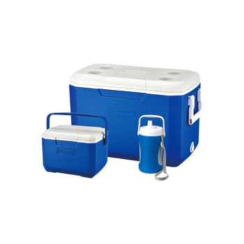 COLEMAN 3-Piece BPA-Free Durable Camping Cool Box Combo Set Blue and White 46 1Piece