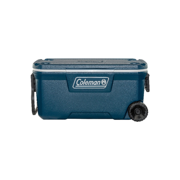 COLEMAN Xtreme Wheeled HDPE Outdoor Ice Chest with Side Handle Dark Blue and White 94 1Piece