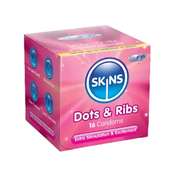 سكينز واقي ذكري منقط ومضلع 16قطعة