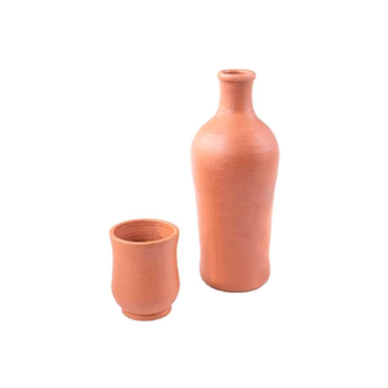 Elizi Handmade Heat-Resistant Clay Bottle and Cup Set Brown