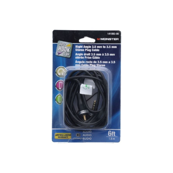 مونستر جهو  كابل جاك ستيريو 3.5 ملم إلى 3.5 ملم بزاوية قائمة بلون أسود، طول 6 أقدام، 3469137 1قطعة