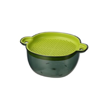 فيلي وعاء سلطة مع غطاء تجفيف باللونين الأخضر والرمادي بحجم متوسط 1قطعة