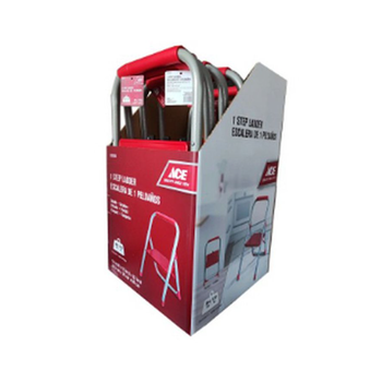 Ace Durable High Quality One Step Ladder Red And Grey 67 X 6.5 X 40 Cm 1Piece